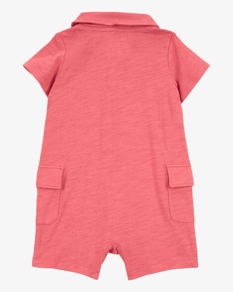 Product image 2 of Baby Polo Cotton Romper - Red