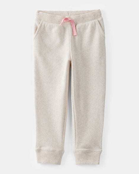 Product image 1 of Toddler Girl Solid Fleece Drawstring Joggers - Oatmeal