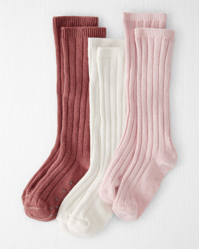 Product image 1 of Toddler Girl 3-Pack Knee-High No-Slip Socks Made with Organic Cotton