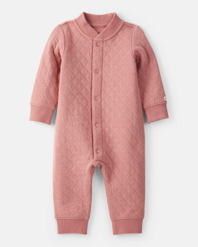 Product image 1 of Baby Girl Quilted Long-Sleeve Jumpsuit - Pink
