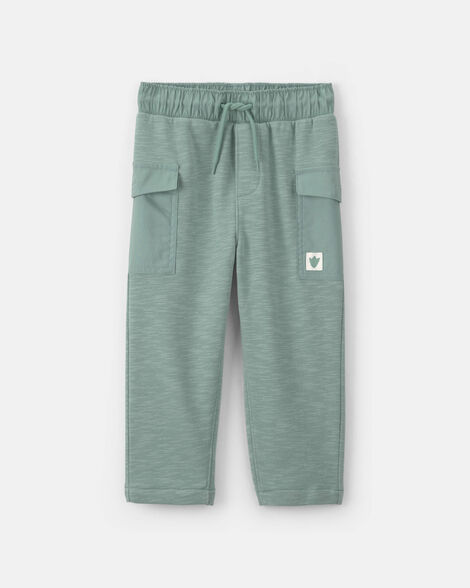 toddler boy french terry cargo active pants - green