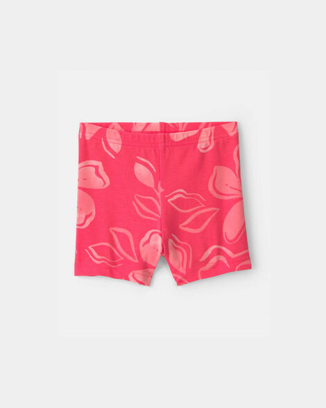 baby girl floral bike shorts - coral