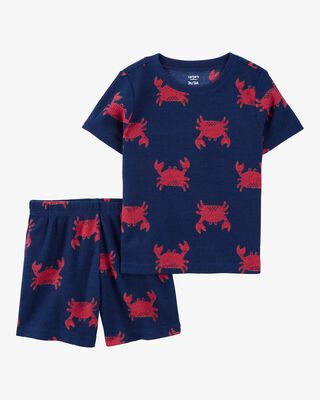 Product image 1 of Toddler Crab Print Loose Fit Waffle Knit 2-Piece Pajamas - Navy