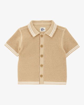 Product image 1 of Baby Short-Sleeve Button-Front Sweater - Tan