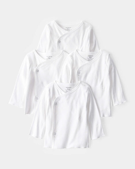 baby 4-pack long-sleeve side-snap tees - white