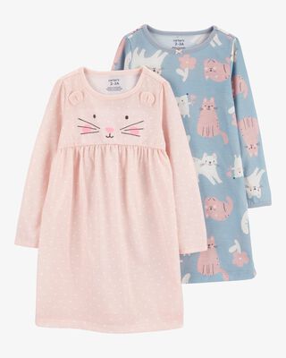 Product image 1 of Kid 2-Pack Cat Nightgowns
