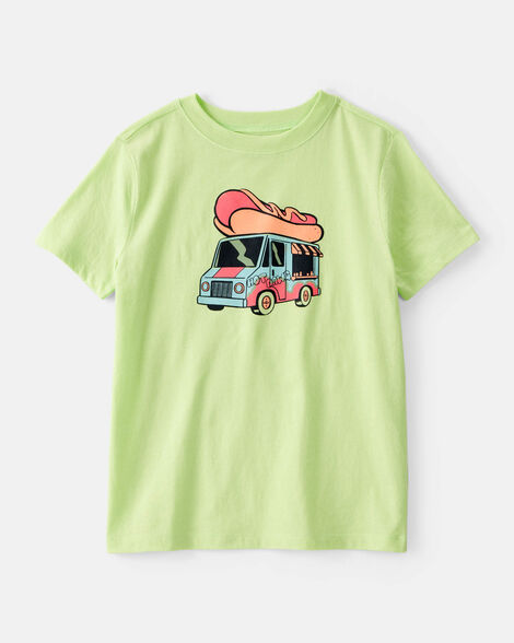 boys hotdog truck graphic tee - green