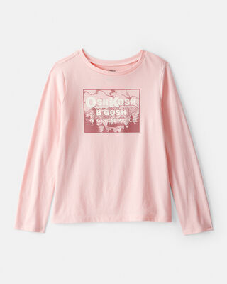 Kid Floral Skater Girl Graphic Tee - Tan