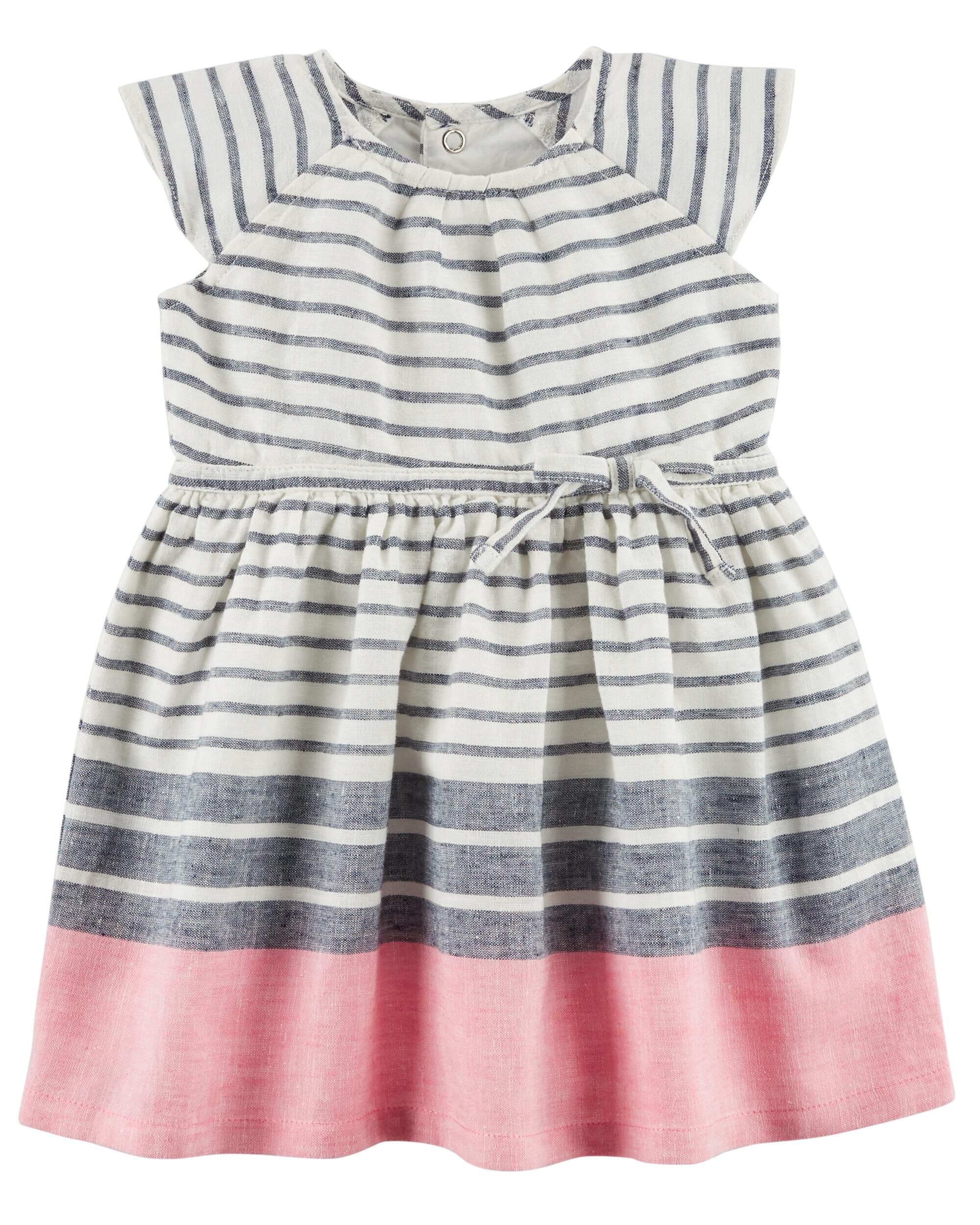 carter's blue and white striped dress