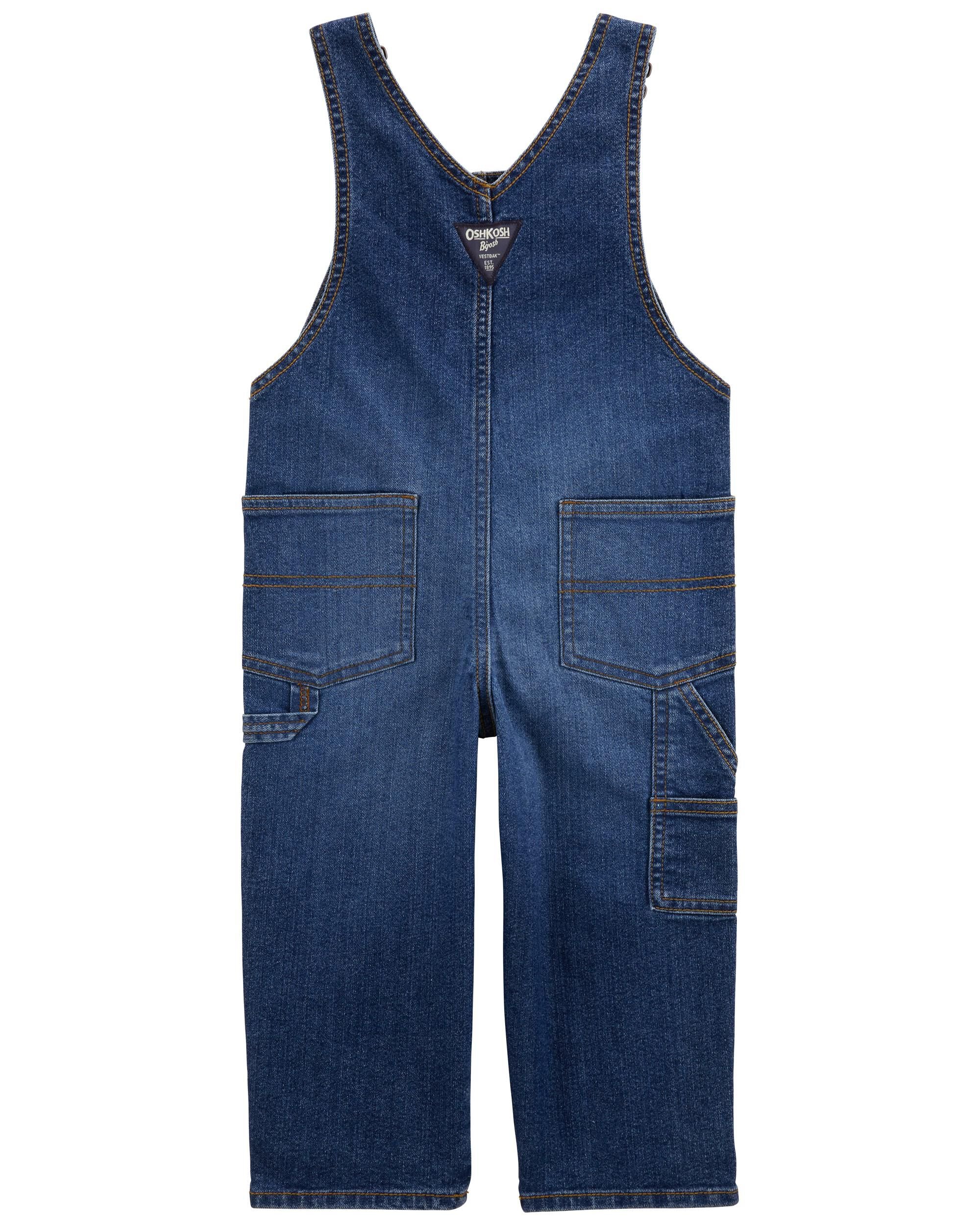 Toddler Stretch Denim Overalls - Dark Wash