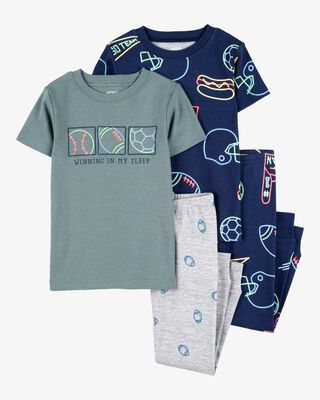Product image 1 of Toddler 4-Piece Sports Cotton Pajamas