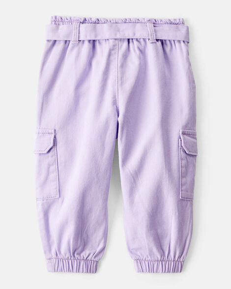 Product image 2 of Baby Girl Cotton Cargo Joggers - Purple