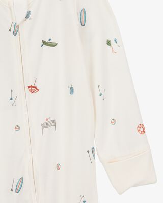 Product image 2 of Baby Camp Print 2-Way Zip PurelySoft Convertible Foot Sleep & Play Pajamas - Ivory