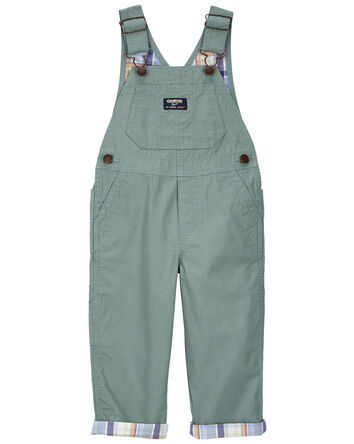 Toddler Plaid Lined Lightweight Canvas Overalls