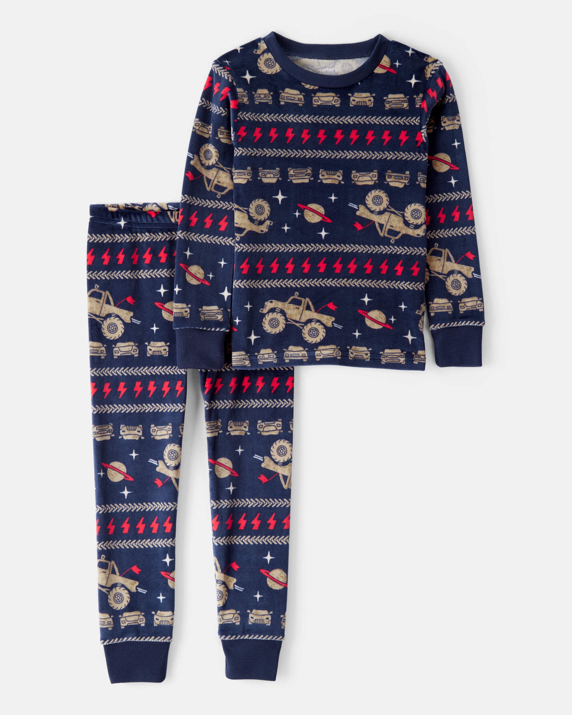 1trhk____DREAMBOYSグッズセット Toddler Boy Monster Truck DreamPlush Snug Fit 2-Piece