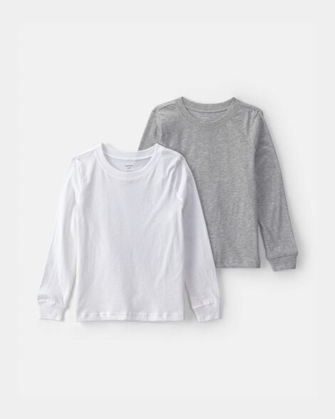 boys 2-pack long-sleeve undershirts - grey/white