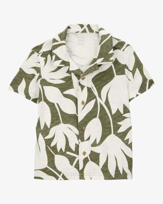 Product image 1 of Baby Tropical Print Cotton Short-Sleeve Fashion Top - Olive/White