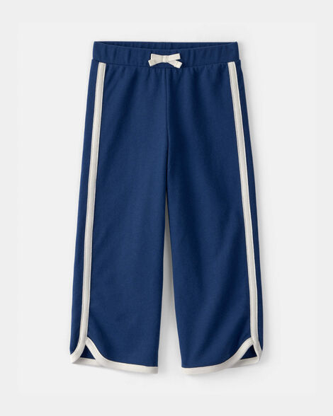 toddler girl french terry wide-leg pants - blue