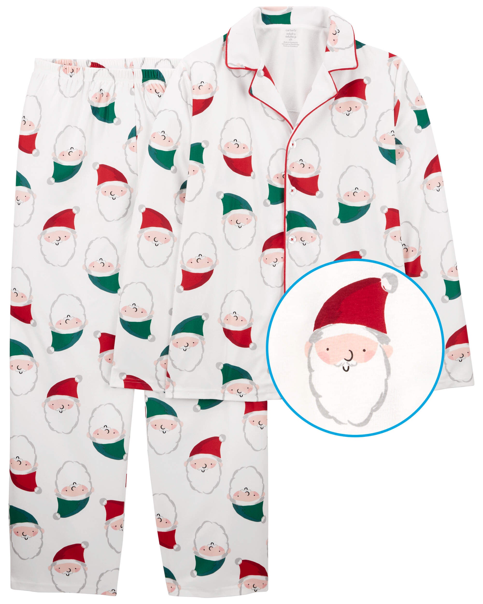 Adult 2 Piece Santa Fleece Coat Style Pajamas Carter s Carter s