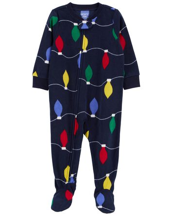 Baby 1-Piece Christmas Lights Fleece Footie Pajamas