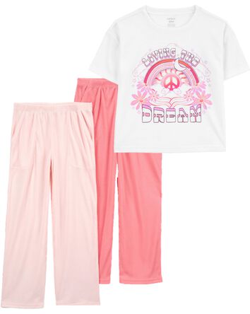 Kid 3-Piece Cropped Pajama Tee & Pants Set