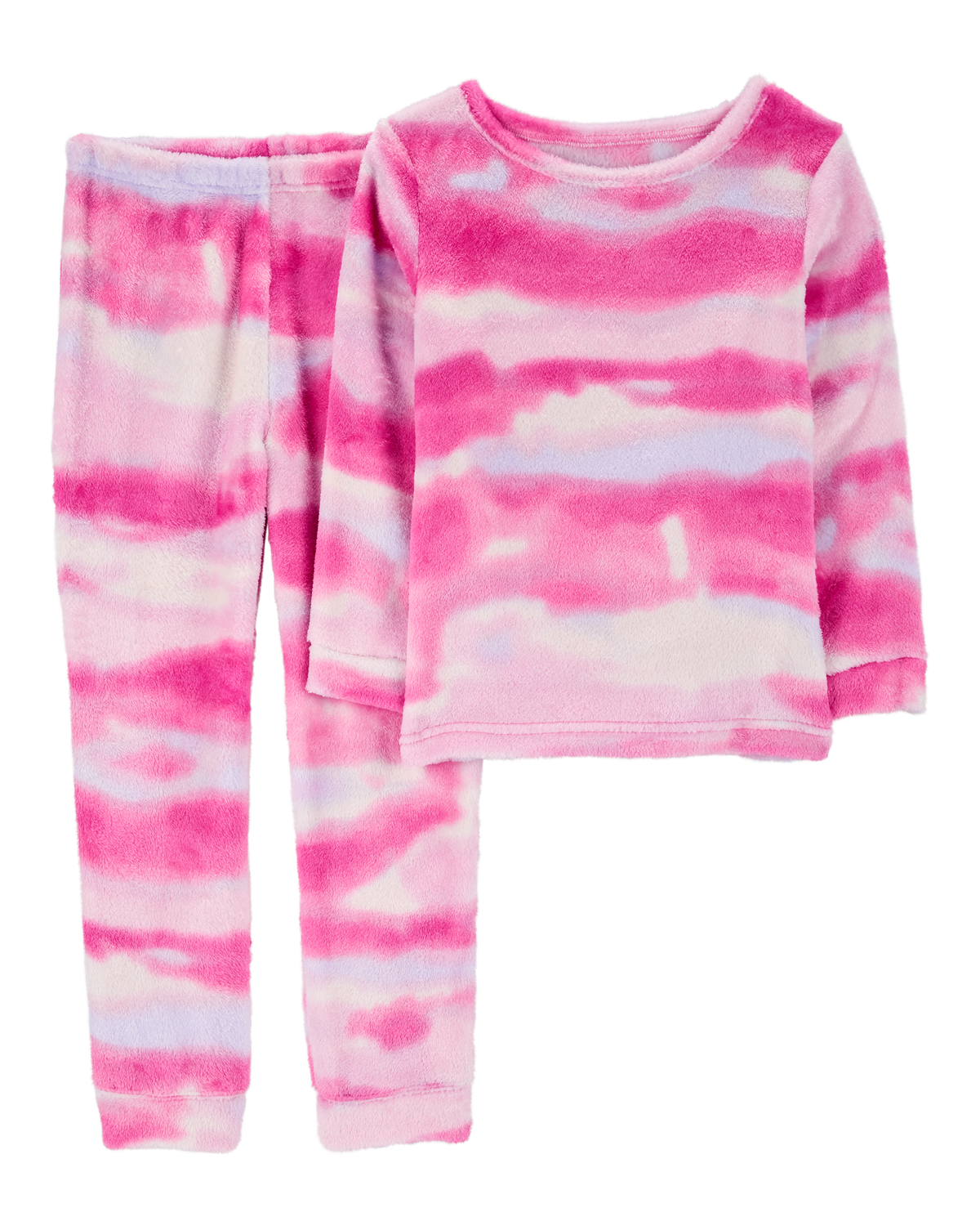 Kid 2-Piece Fuzzy Velboa Tie-Dye Pajamas