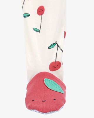 Product image 2 of Baby Cherry Print Snug Fit Cotton Footie 1-Piece Pajamas - White