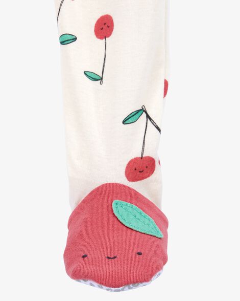  Product image 2 of Baby Cherry Print Snug Fit Cotton Footie 1-Piece Pajamas - White