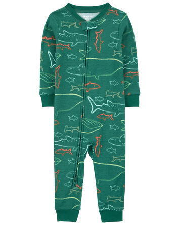 Baby 1-Piece Shark 100% Snug Fit Cotton Footless Pajamas