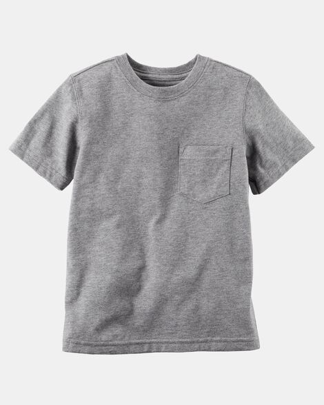 toddler solid short-sleeve pocket tee - grey