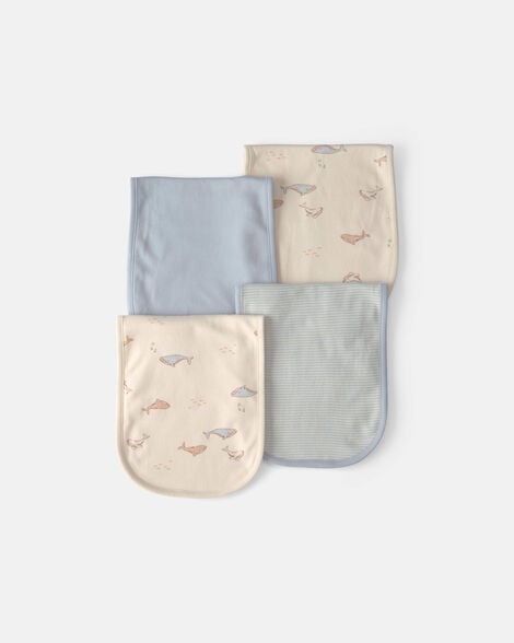 baby 4-pack whale burp cloths