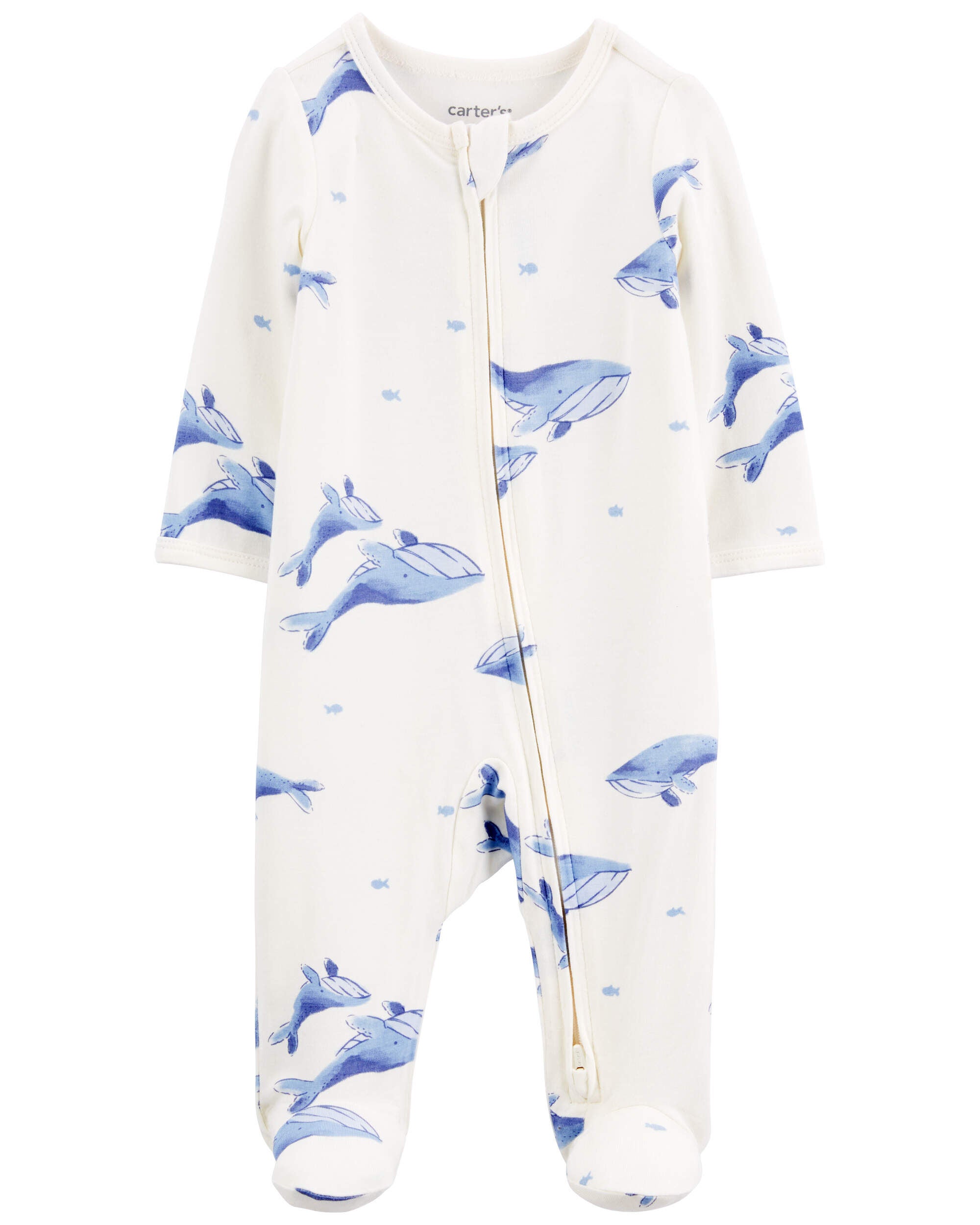 Baby Whale Print Zip Up PurelySoft Sleep Play Pajamas
