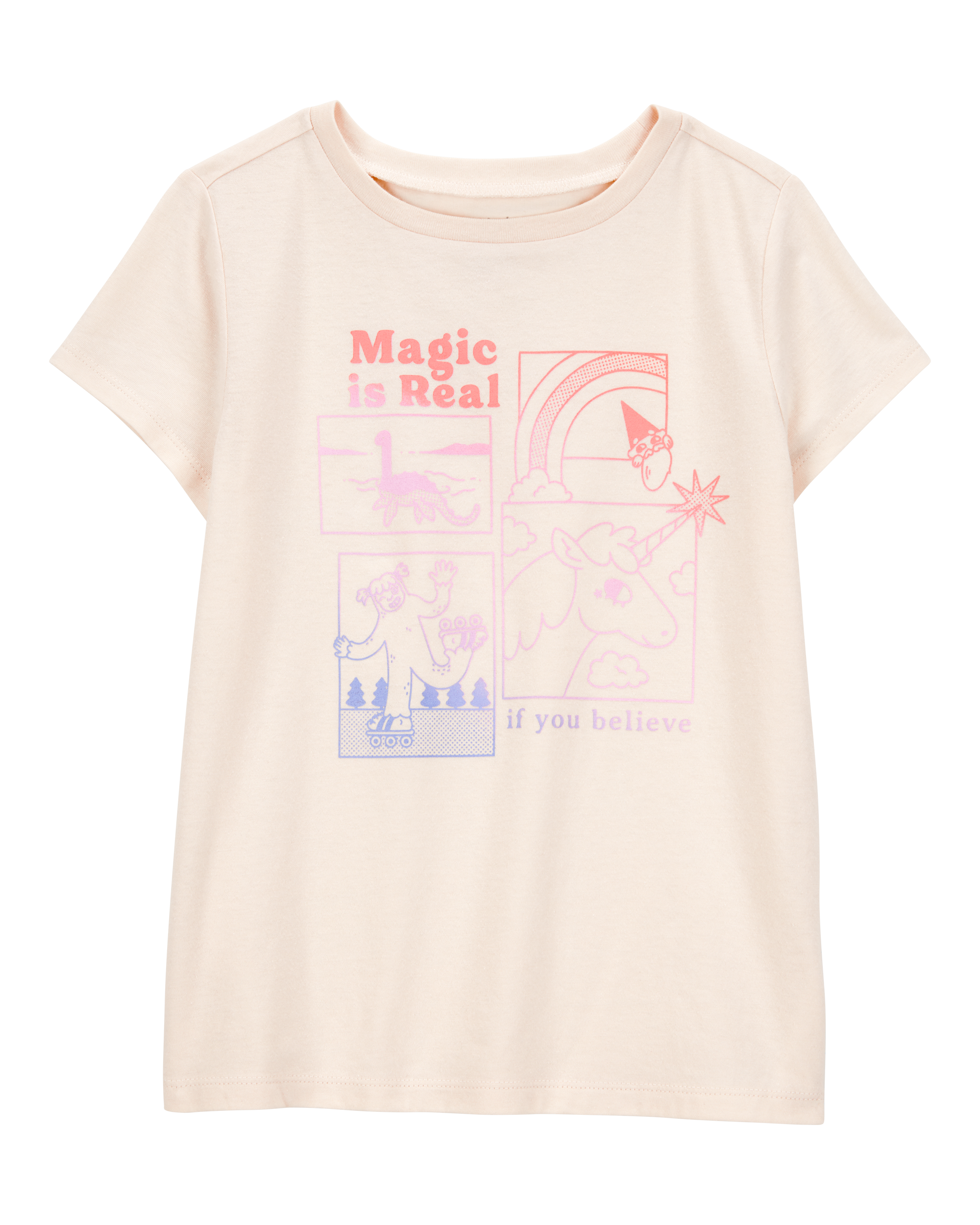 Girls Magic Is Real Short-Sleeve Graphic Tee - Ivory