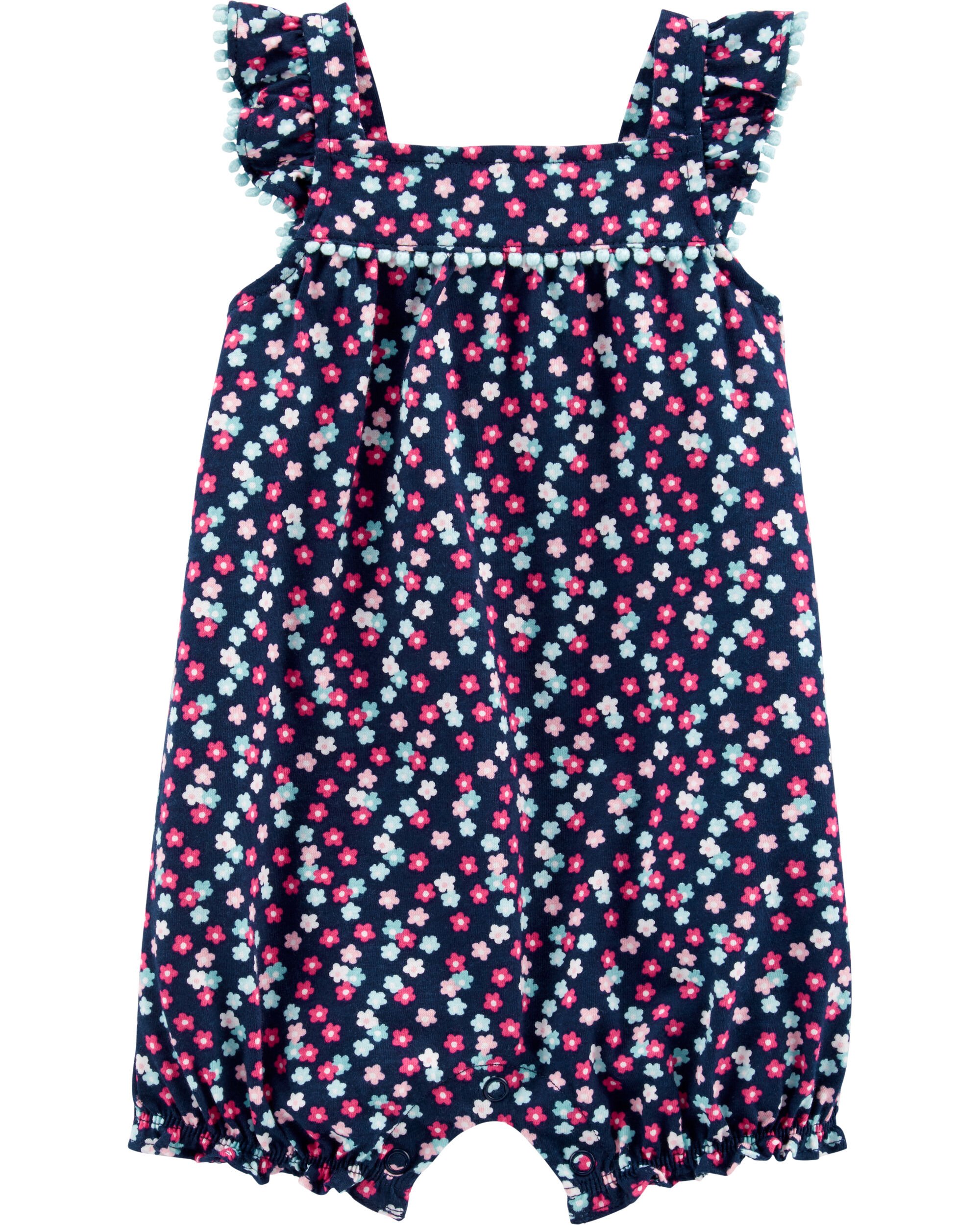 NEW Carter/'s Baby Girls Blue Floral Romper Size 3M 6M 9M 12M