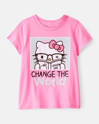 Product image 1 of Kid Hello Kitty "Change The World" Short-Sleeve Graphic Tee - Pink