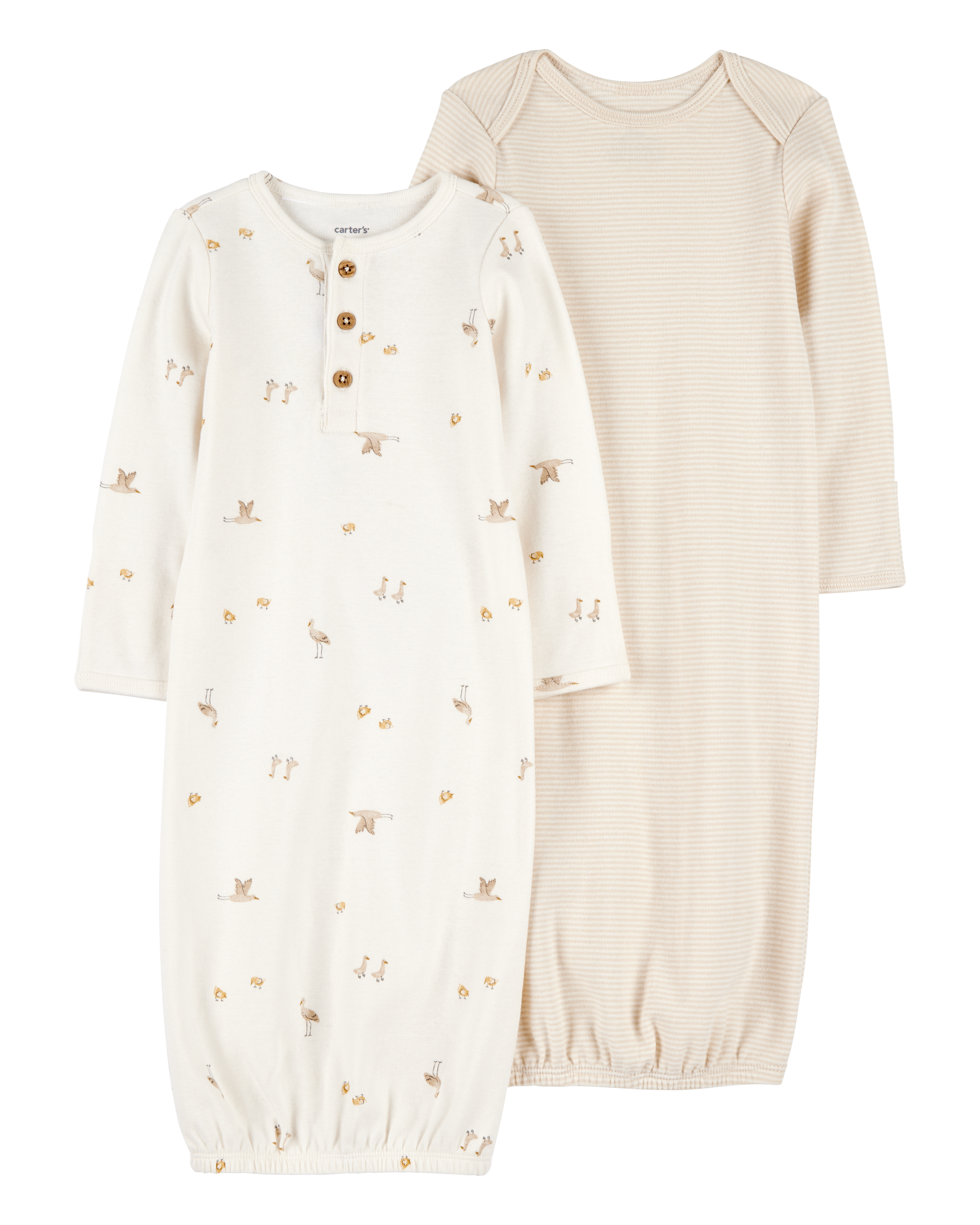 Baby 2-Pack Sleeper Gowns - Ivory/Tan