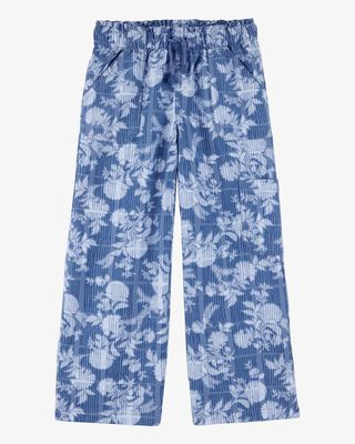 Product image 1 of Kid Floral Print Drawstring  Pants - Blue