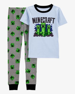 Product image 1 of Kid Minecraft Snug Fit Cotton 2-Piece Pajamas - Blue