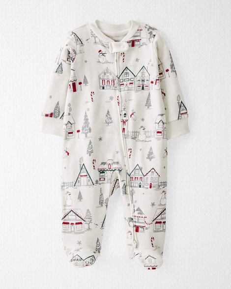 Baby Organic Cotton Sleep & Play Pajamas in Winter Village