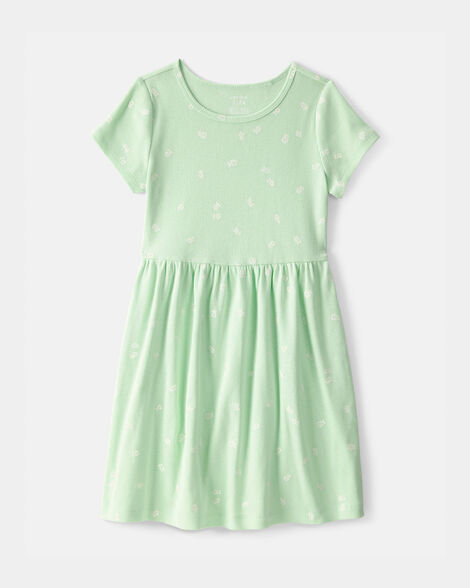 girls floral short-sleeve dress - green