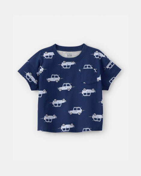 toddler boy car pocket tee - blue