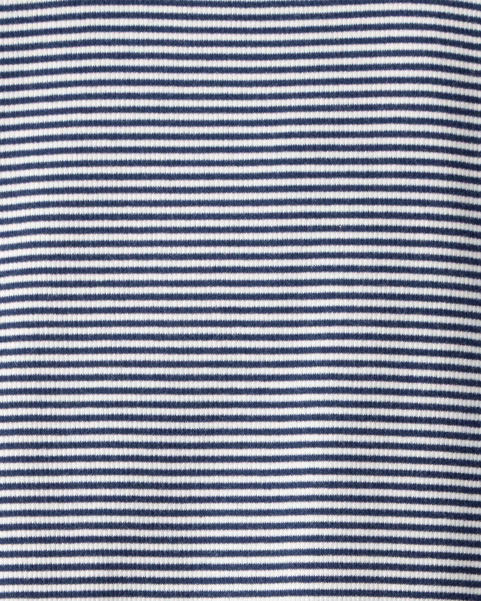 Kid Striped Mock Neck Ribbed Top - Navy