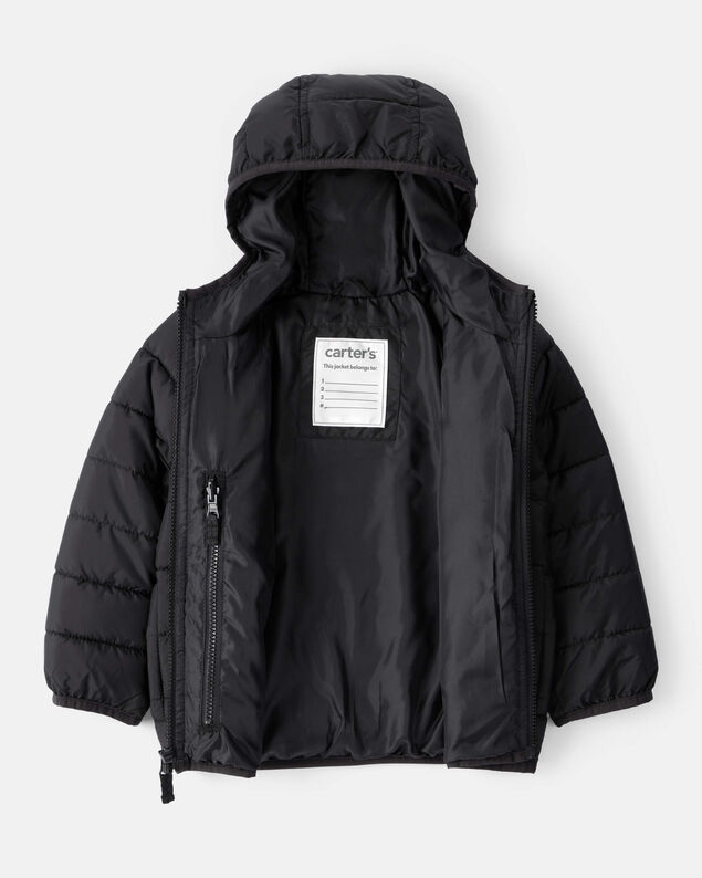 Product image 2 of Toddler Hooded Puffer Jacket - Black