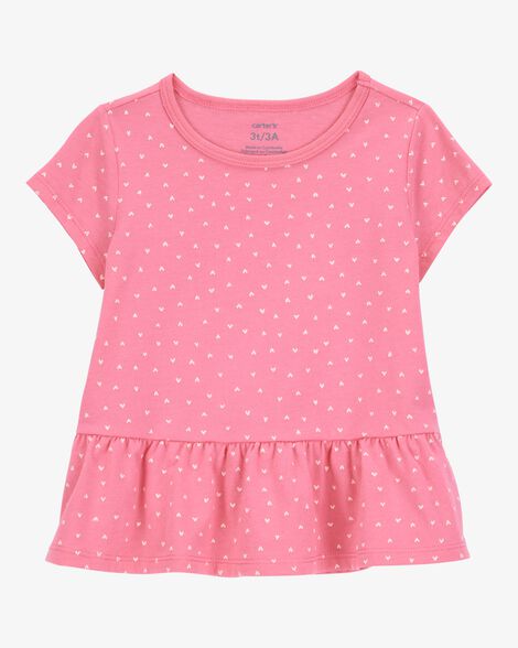  Product image 1 of Hearts Peplum Short-Sleeve Tee - Pink