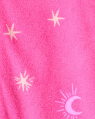 Product image 2 of Kid 1-Piece Moon & Stars Fleece Footie Pajamas - Pink
