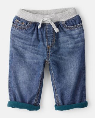 Baby Boy Lined Dark Wash Straight Jeans