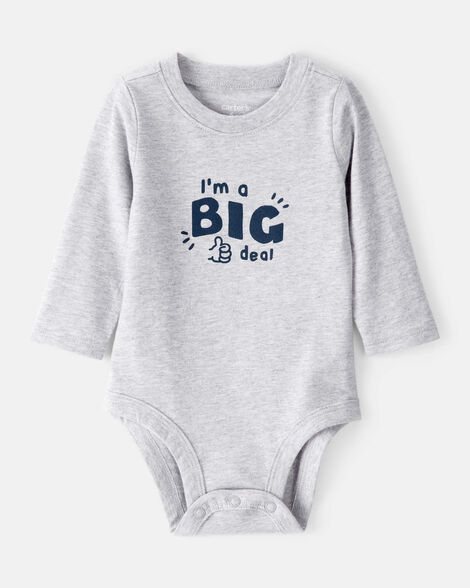 baby boy long-sleeve graphic bodysuit - grey