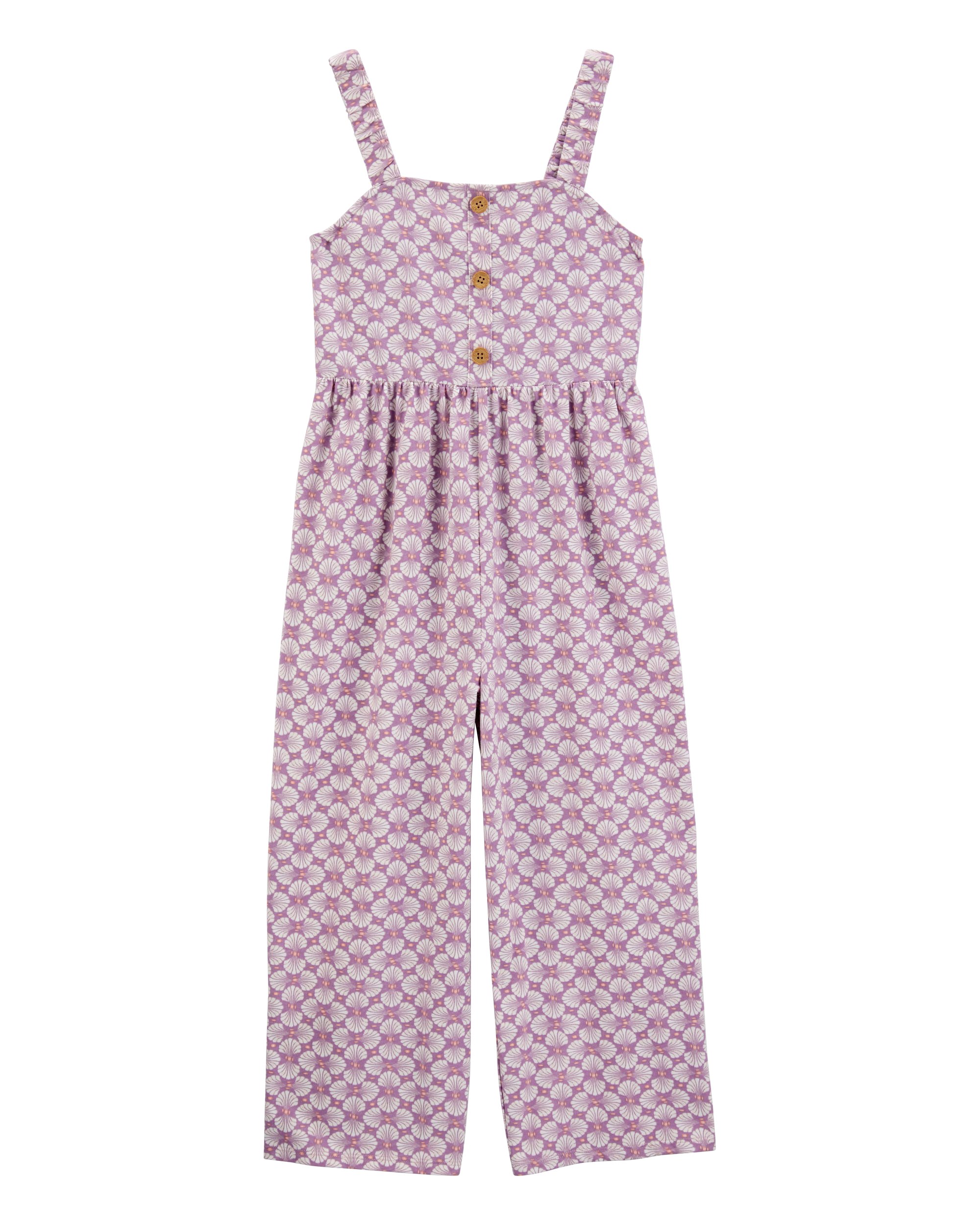 Kid Tropical Print Knit Jumpsuit - Purple