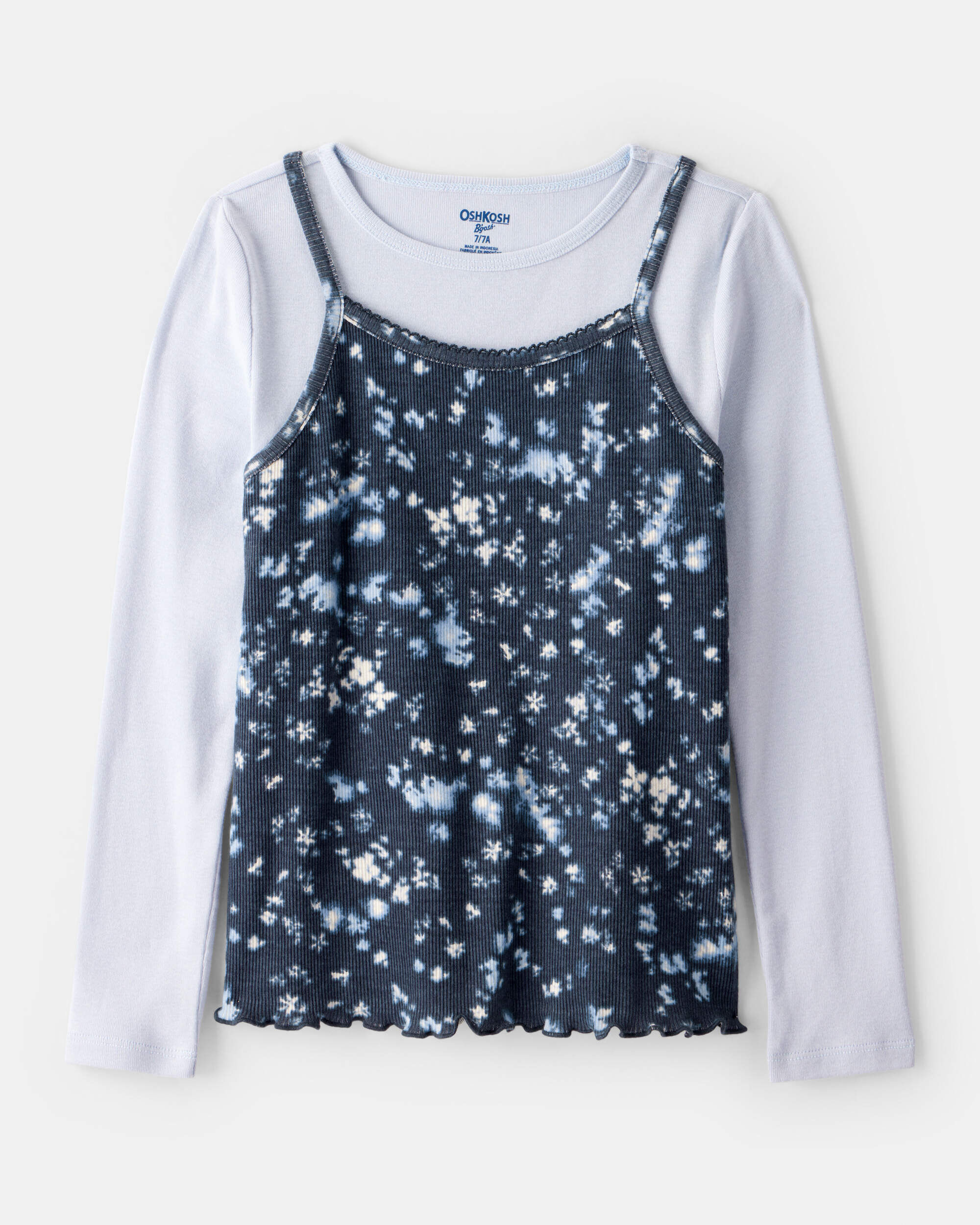 Girls  Long-Sleeve 2-Piece Floral Top Set - Blue