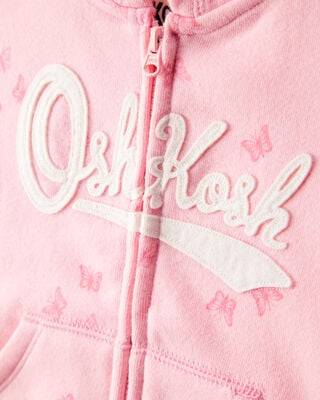 Product image 2 of Baby Butterfly Print OshKosh Fleece Logo Zip Jacket - Pink